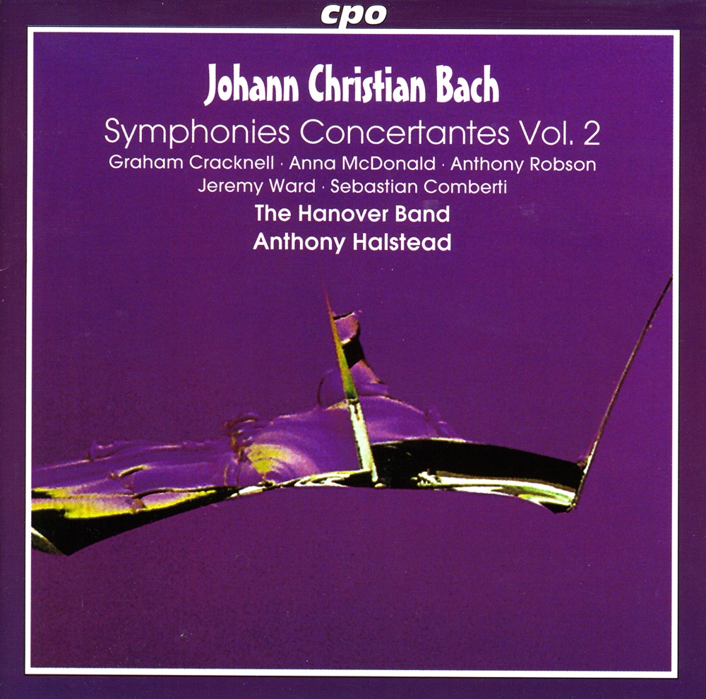 Обложка альбома «Bach, J.C.: Symphonies Concertantes, Vol. 2» — Anna McDonald, Anthony Halstead, Hanover Band, Sebastian Comberti, Anthony Robson, Jeremy Ward & Graham Cracknell