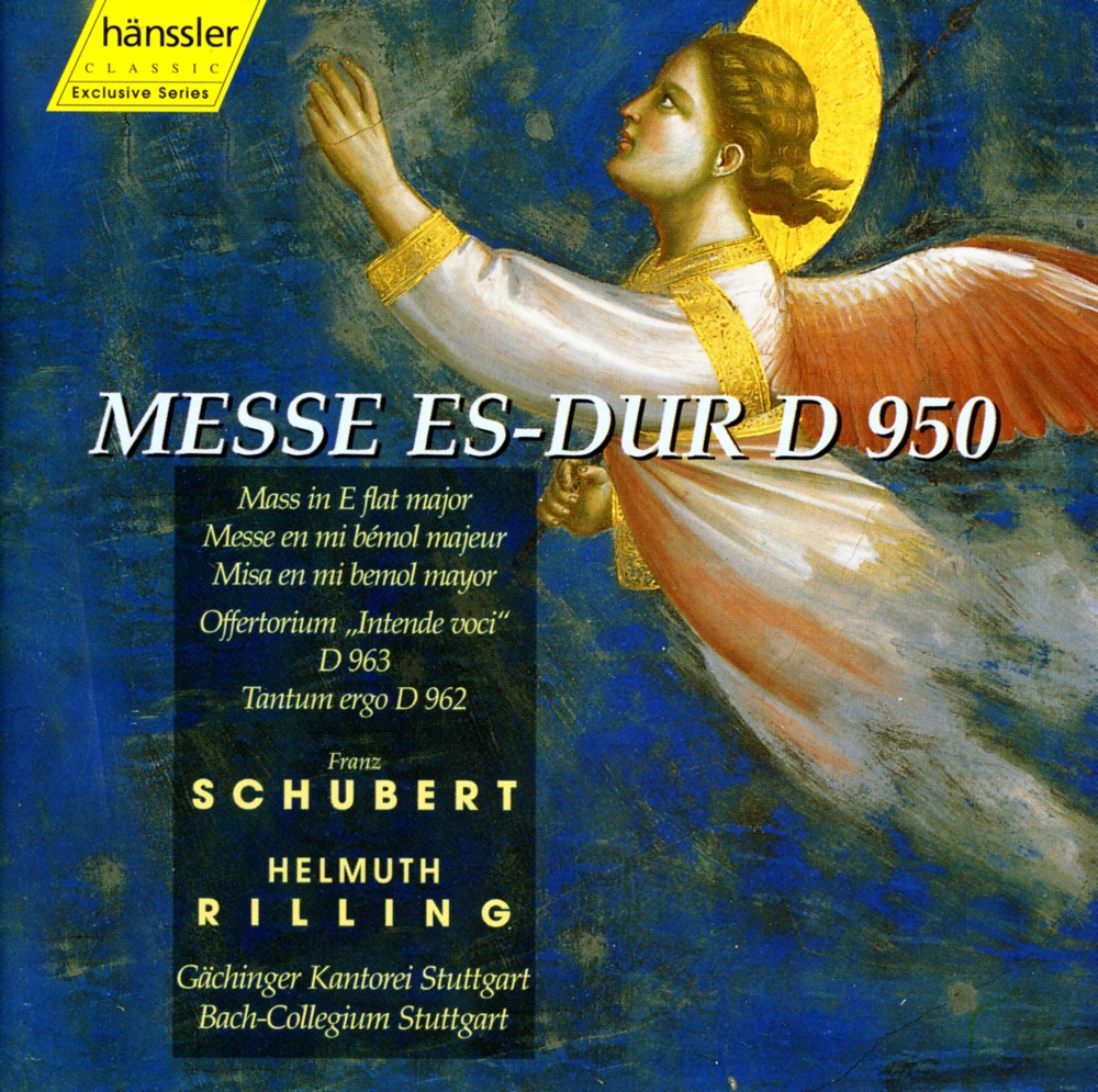 Обложка альбома «Schubert: Mass In e Flat Major, D. 950» — Sibylla Rubens, Matthias Goerne, Scot Weir, Irene Friedli, Gächinger Kantorei Stuttgart, Helmuth Rilling, Stuttgart Bach Collegium, Christoph Genz & Thomas Mehnert