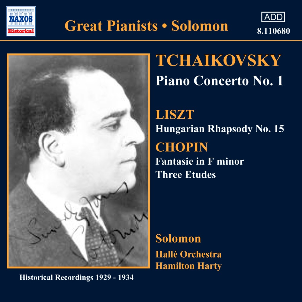 Обложка альбома «Tchaikovsky: Piano Concerto No. 1 - Liszt: Hungarian Rhapsody No. 15 - Chopin: Etudes» — Hallé, Sir Hamilton Harty & Solomon
