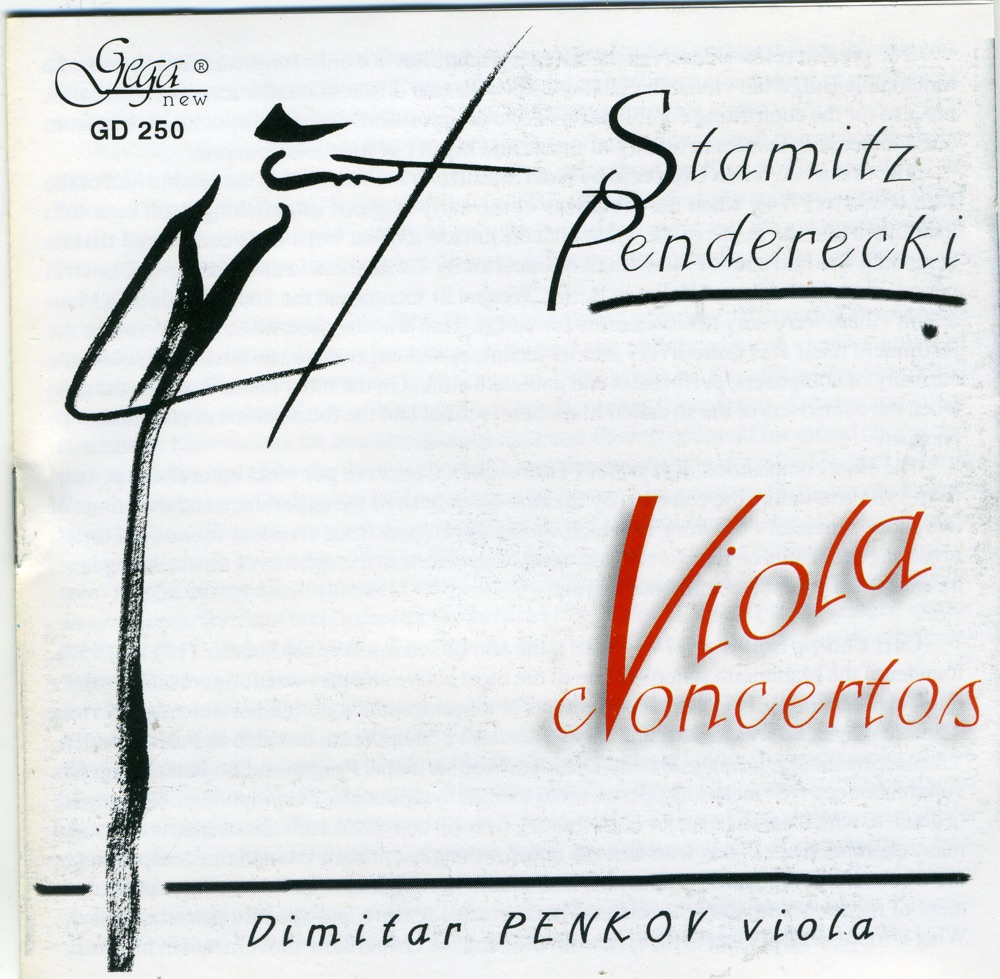 Обложка альбома «Stamitz & Penderecki: Viola Concertos» — Dimitar Penkov, Sofia Symphony Orchestra, Vassil Kazandjiev, Aldo Ceccato & NDR Orchestra