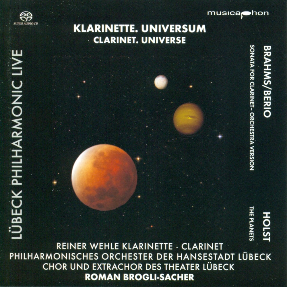 Обложка альбома «Brahms, J.: Clarinet Sonata No. 1 - Holst, G.: The Planets» — Reiner Wehle, Lubeck Philharmonic Orchestra, Roman Brogli-Sacher & Lubeck Theatre Chorus