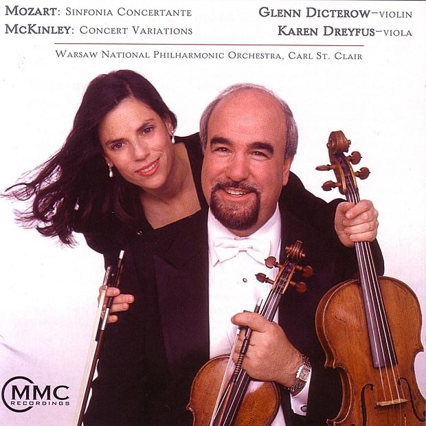 Обложка альбома «Mozart: Sinfonia Concertante - McKinley: Concert Variations» — Carl St. Clair, Glenn Dicterow, Karen Dreyfus & Warsaw Philharmonic