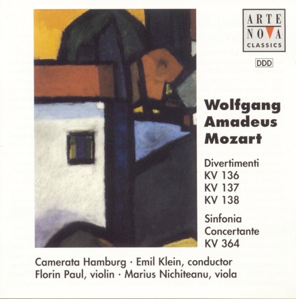 Обложка альбома «Mozart: Divertimenti In D-Dur, B-Dur, F-Dur, Sinfonia Concertante» — Emil Klein & Camerata Hamburg