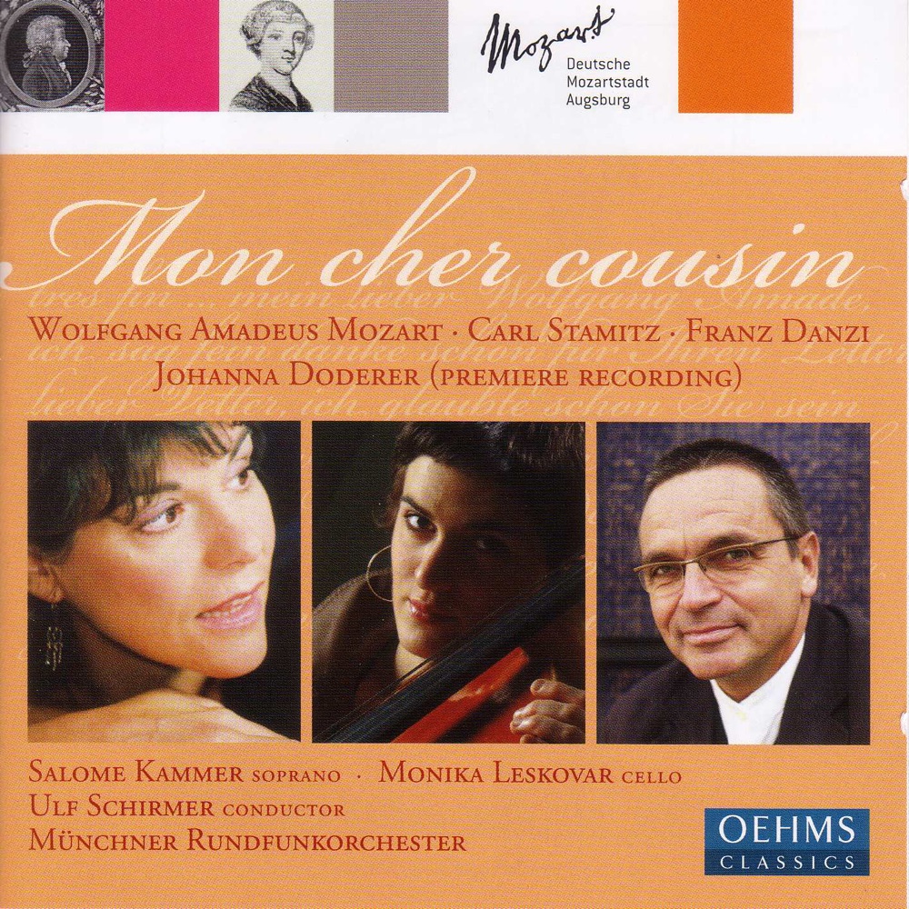 Обложка альбома «Doderer: Mon Cher Cousin - Stamitz: Cello Concerto No. 1 - Mozart: Divertimento, "Salzburg Symphony No. 1"» — Ulf Schirmer, Munich Radio Orchestra, Monika Leskovar & Salomé Kammer