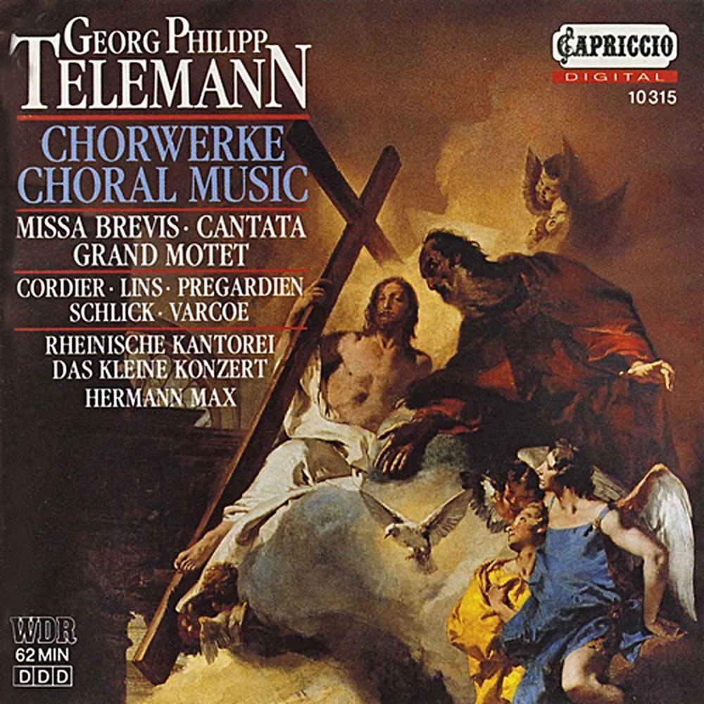 Обложка альбома «Telemann: Choral Music» — Hermann Max, Ursula Bundies, Christoph Lehmann, David Cordier, Anne Rohrig, Carsten Lohff, Das Kleine Konzert, Stephen Varcoe, Martina Lins, Rheinische Kantorei, Silke Weisheit, Christoph Prégardien, Hans-Georg Wimmer, Karl Kaiser, Pieter Dhont, Barbara Schlick, Michael Schneider, Hans Peter Westermann, Konrad Hunteler & Michael McCraw