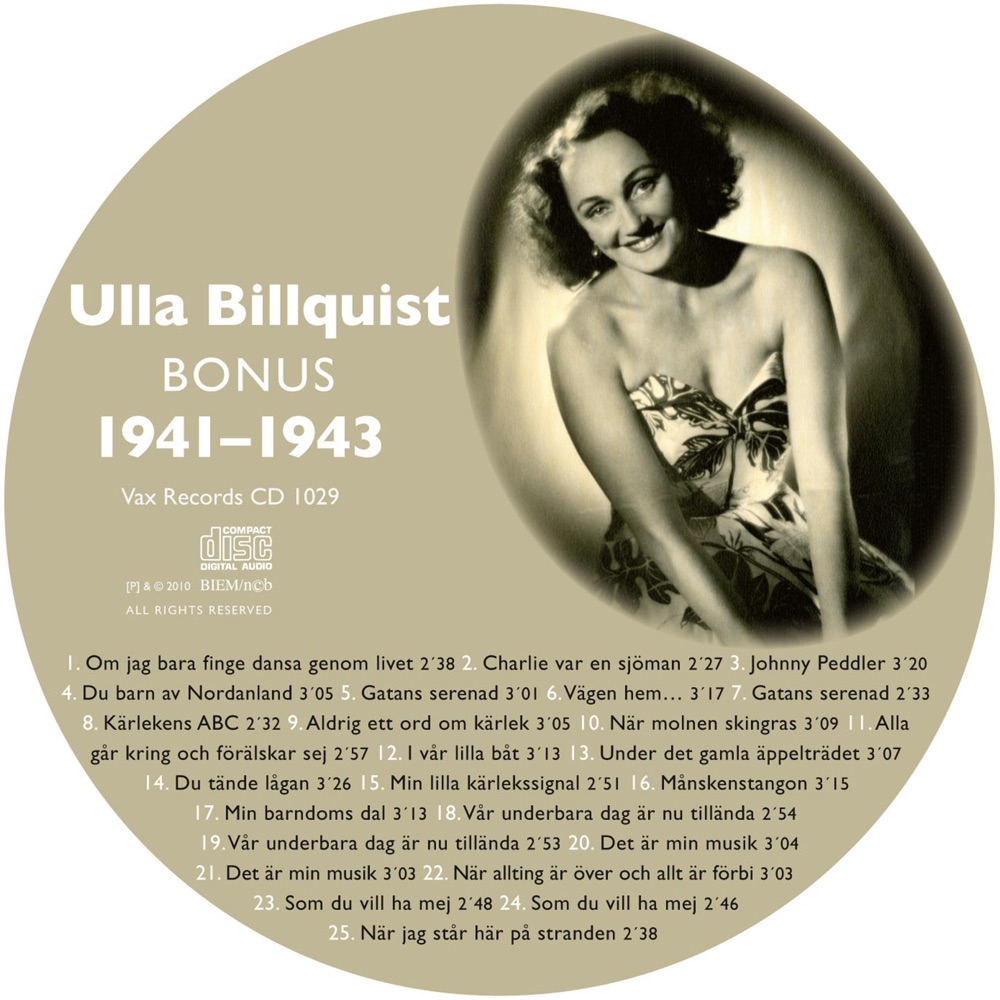 Обложка альбома «Den Kompletta Ulla Billquist 1941-1943 (Bonus)» — Ulla Billquist