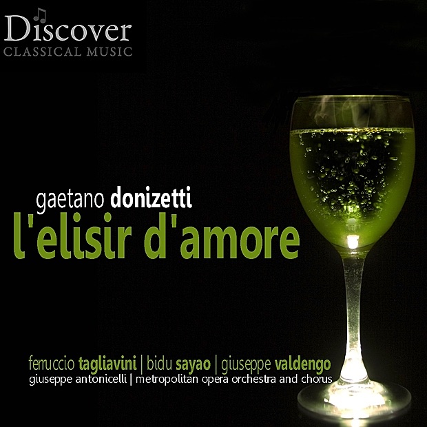 Обложка альбома «Donizetti: L'elisir D'Amore» — Metropolitan Opera Orchestra and Chorus, Giuseppe Antonicelli, Ferruccio Tagliavini, Bidu Sayao & Giuseppe Valdengo