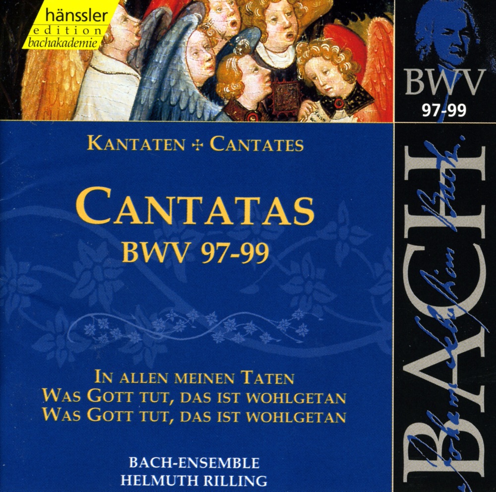 Обложка альбома «Bach, J.S.: Cantatas, Bwv 97-99» — Adalbert Kraus, Philippe Huttenlocher, Helrun Gardow, Helen Donath, Gächinger Kantorei Stuttgart, Helmuth Rilling, Stuttgart Bach Collegium, Arleen Auger, Walter Heldwein, Lutz-Michael Harder, Julia Hamari & Helen Watts