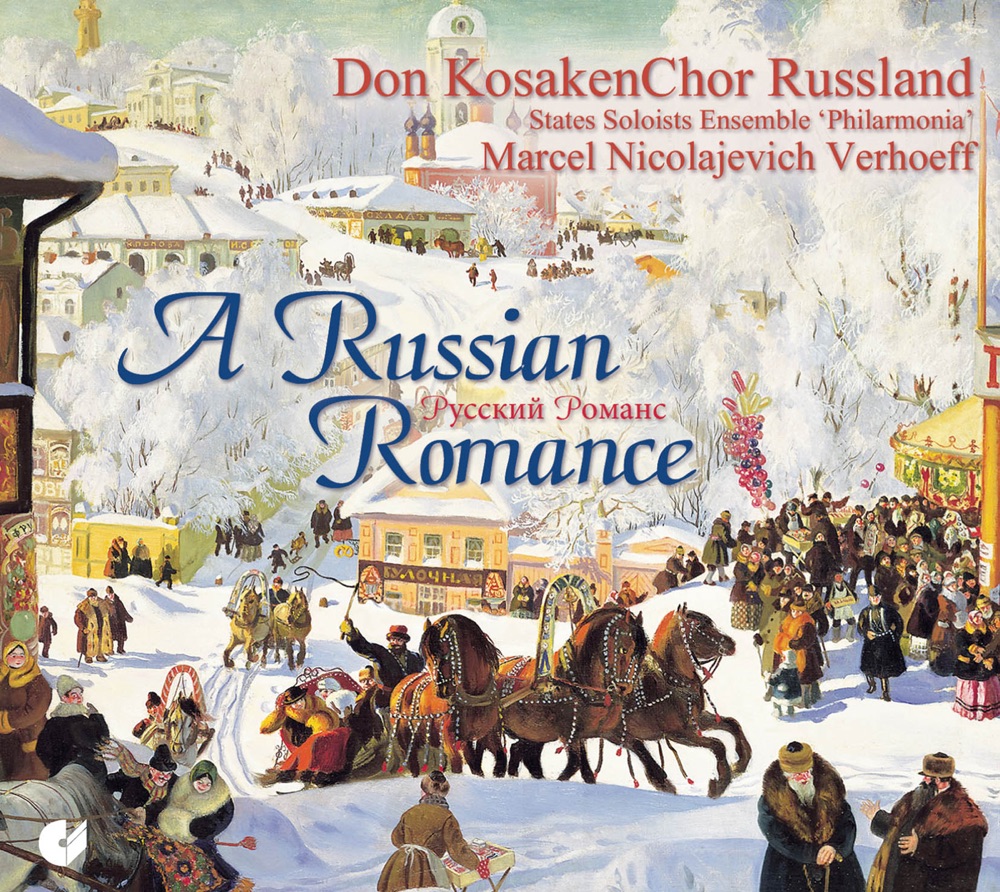 Обложка альбома «A Russian Romance» — The Don Cossack Choir Serge Jaroff, Marcel Nicolajevich Verhoeff, Evgeny A. Polikanin, State Soloist Ensemble, "Philarmonia", Andrey L. Kolesnikov, Valery P. Obukhov, Mikhail Chesnokov, Vasily Chichin, Yury Sidirov & Alexander Marchakovsky