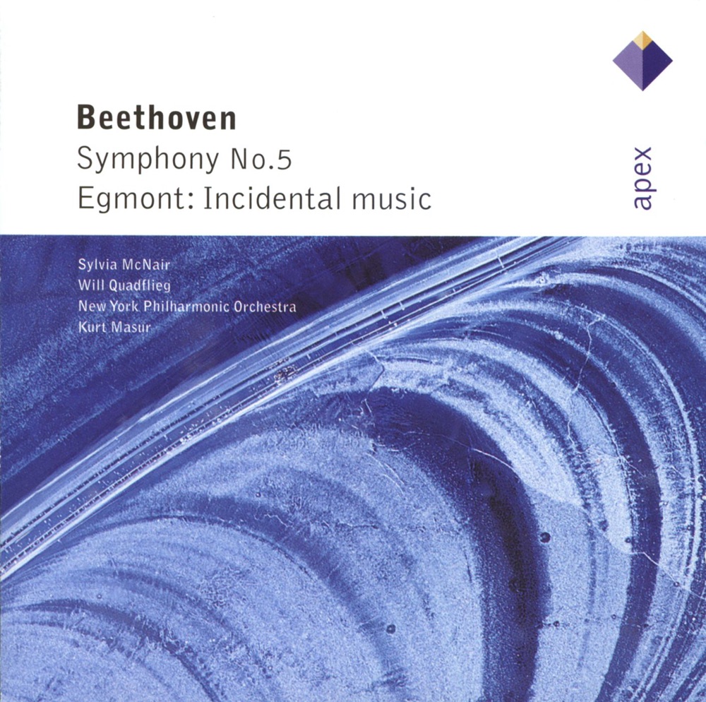 Обложка альбома «Beethoven: Symphony No. 5 & Egmont (Incidental Music)» — Kurt Masur, New York Philharmonic, Sylvia McNair & Will Quadflieg