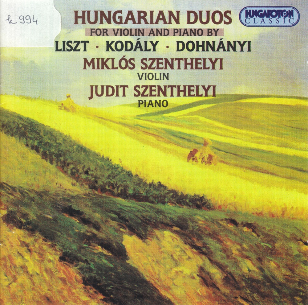 Обложка альбома «Hungarian Duos for Violin and Piano» — Miklós SZENTHELYI & Judit Szenthelyi