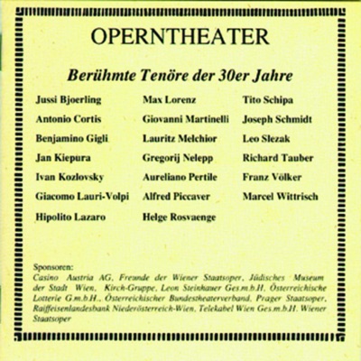 Operntheater - Berühmte Tenöre Der 30er Jahre
