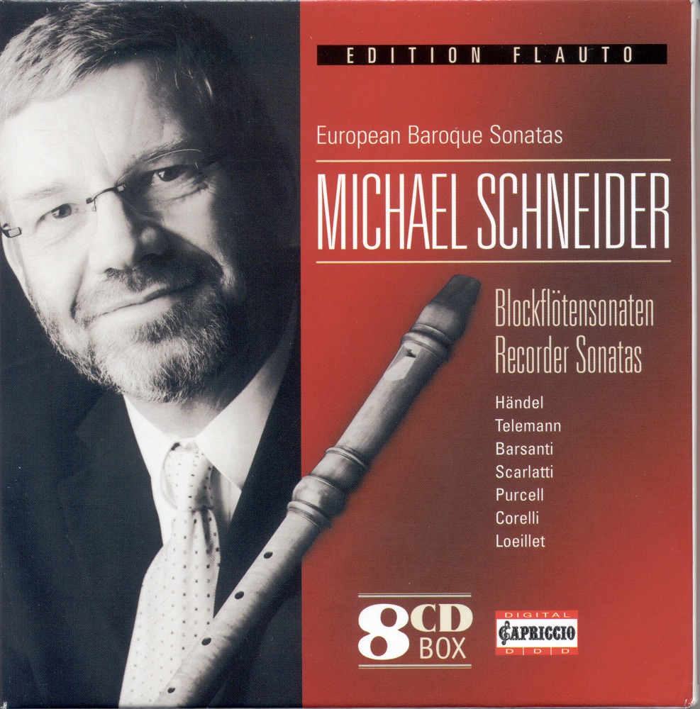 Обложка альбома «Recorder Recital: Schneider, Michael - Handel, G.F. - Telemann, G.P. - Barsanti, F. - Scarlatti, A. - Sammartini, G. - Mancini, F. - Castrucci, P.» — Michael Schneider, Yasunori Imamura, Annette Schneider, Sabine Bauer, Christian Beuse, Rainer Zipperling & Toshonori Ozaki