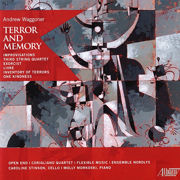 Обложка альбома «Andrew Waggoner: Terror and Memory» — Open End, Corigliano Quartet, Flexible Music, Ensemble Nordlys, Caroline Stinson & Molly Morkoski