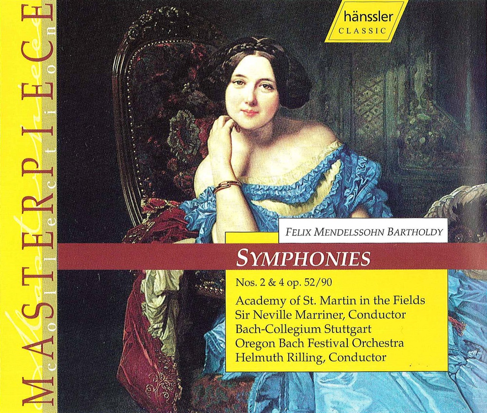 Обложка альбома «Mendelssohn: Symphonies No. 2 and 4 - Overtures» — Dmitry Sitkovetsky, Sir Neville Marriner, Academy of St Martin in the Fields, Leopold Hager, English Chamber Orchestra, Helmuth Rilling, Stuttgart Bach Collegium, Czech Philharmonic, Karl-Friedrich Beringer, Austrian-Hungarian Philharmonic & Oregon Bach Festival Orchestra
