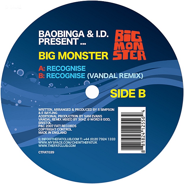 Обложка альбома «Recognise - EP (Vinyl)» — Baobinga, Big Monster & I.D.