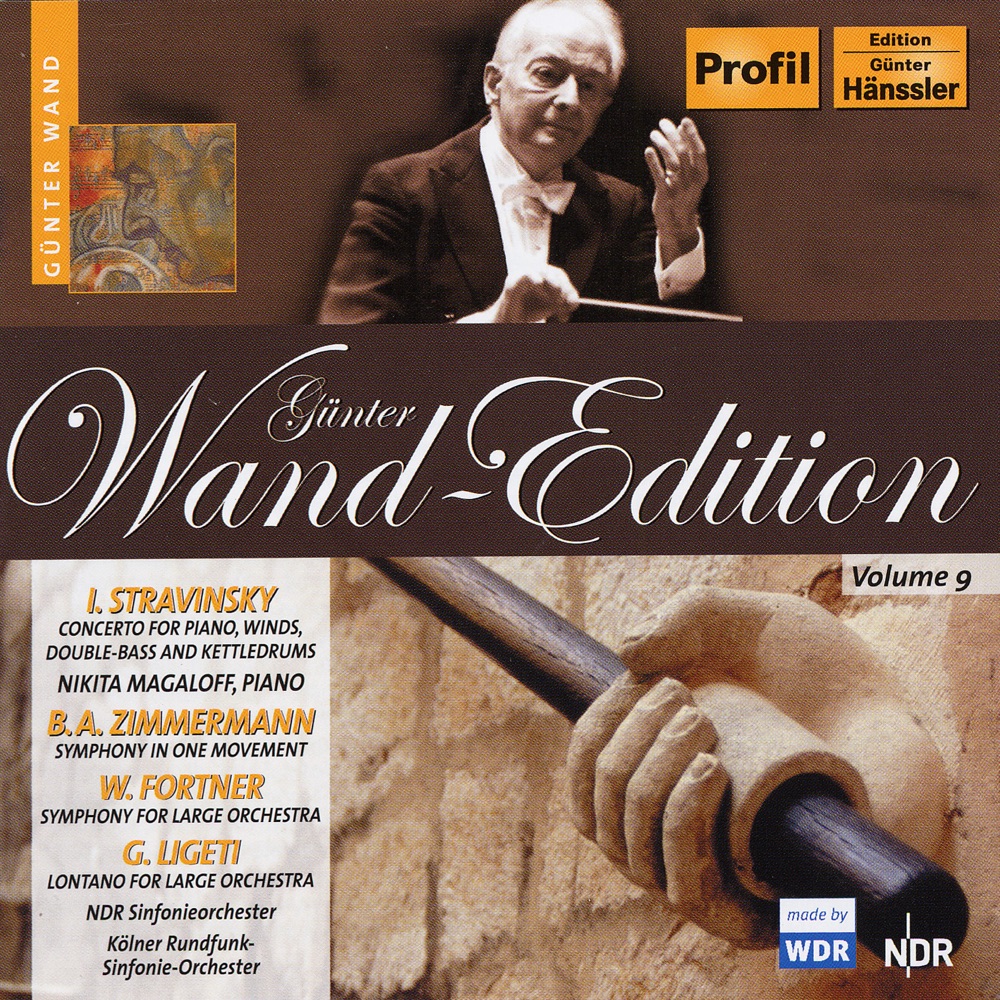 Обложка альбома «Stravinsky, I.: Concerto for Piano and Wind Instruments - Zimmermann, B. - Fortner, W.: Symphony - Ligeti, G.: Lontano» — North German Radio Philharmonic Orchestra, Günter Wand, Nikita Magaloff & West German Radio Symphony Orchestra