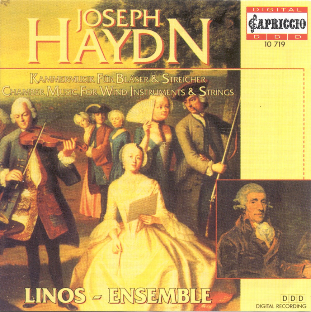 Обложка альбома «Haydn: Cassation in F Major, Divertissement in B-Flat Major, Flute Quartet in A Major & Notturno No. 1 in C Major» — Linos Ensemble