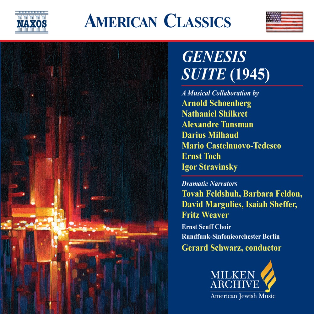 Обложка альбома «Genesis Suite (1945)» — Fritz Weaver, Rundfunk-Sinfonieorchester Berlin, Barbara Feldon, Tovah Feldshuh, Ernst Senff Chor, Sigurd Brauns, Gerard Schwarz, Isaiah Sheffer & David Margulies