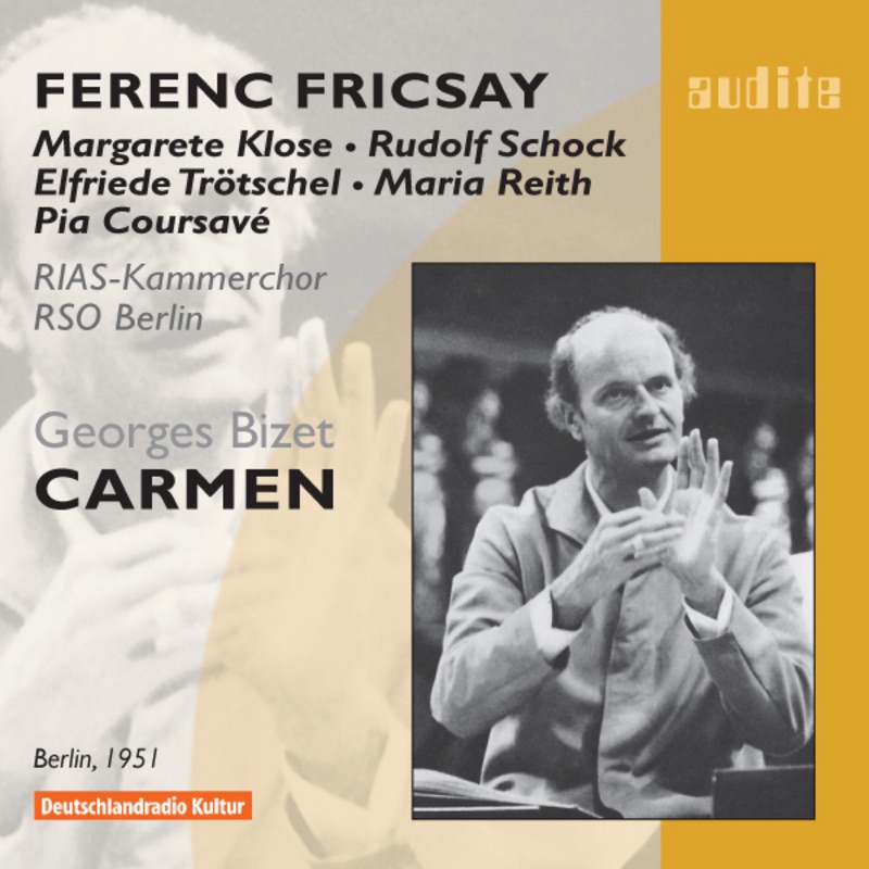 Обложка альбома «Bizet: Carmen (Highlights)» — Ferenc Fricsay, Rudolf Schock, Maria Reith, Pia Coursavé, Elfriede Trötschel & Deutsches Symphonie-Orchester Berlin