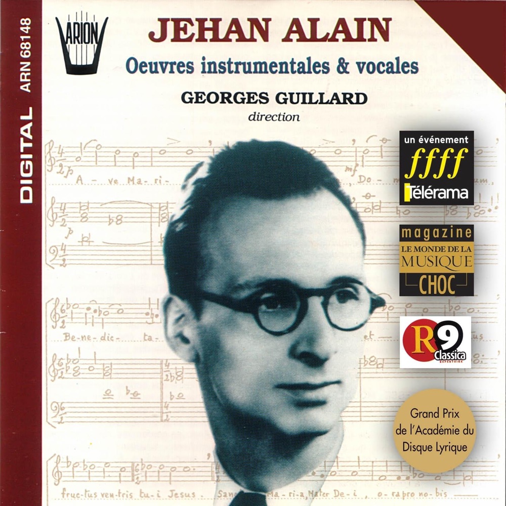 Обложка альбома «Jehan Alain : Oeuvres instrumentales & vocales, vol.1» — Ensembe Camerata Saint-Louis, Quatuor Ludwig, Georges Guillard, Françoise Gyps, Clara Bonaldi, Bruno Pasquier, Delphine Collot & Gaëlle Cheramy