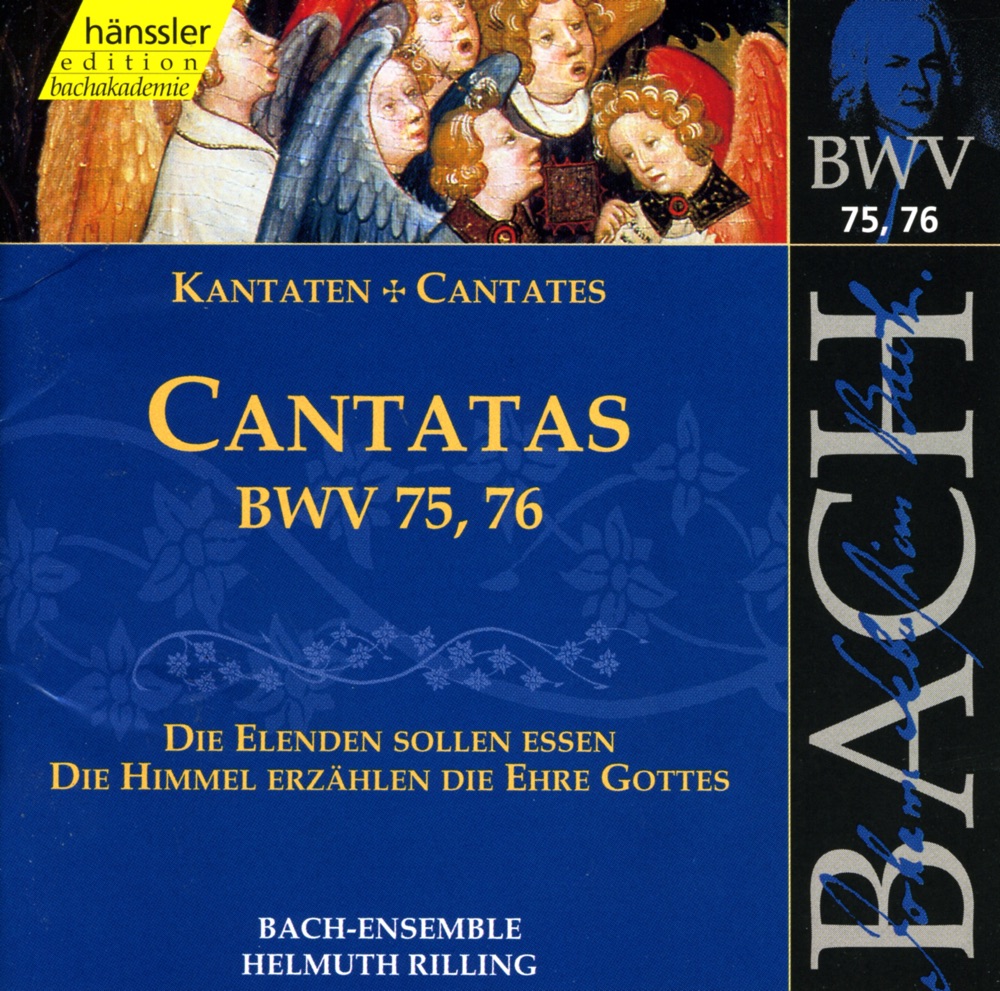 Обложка альбома «Bach, J.S.: Cantatas, Bwv 75-76» — Adalbert Kraus, Aldo Baldin, Julia Hamari, Verena Gohl, Ingeborg Reichelt, Hanns-Friedrich Kunz, Frankfurt Kantorei, Helmuth Rilling, Stuttgart Bach Collegium, Arleen Auger, Helen Watts, Siegmund Nimsgern & Gächinger Kantorei Stuttgart