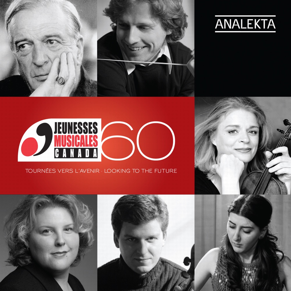 Обложка альбома «Jeunesses musicales du Canada: 60 Years - Looking to the Future» — Angèle Dubeau, James Ehnes, Joseph Rouleau, Marie-Nicole Lemieux, Ensemble Caprice, Nareh Arghamanyan, Marianne Fiset, Jean-Philippe Tremblay, The Gryphon Trio, André Laplante, Louis Quilico, Valérie Milot, Christina Petrowska & Jean-François Lapointe