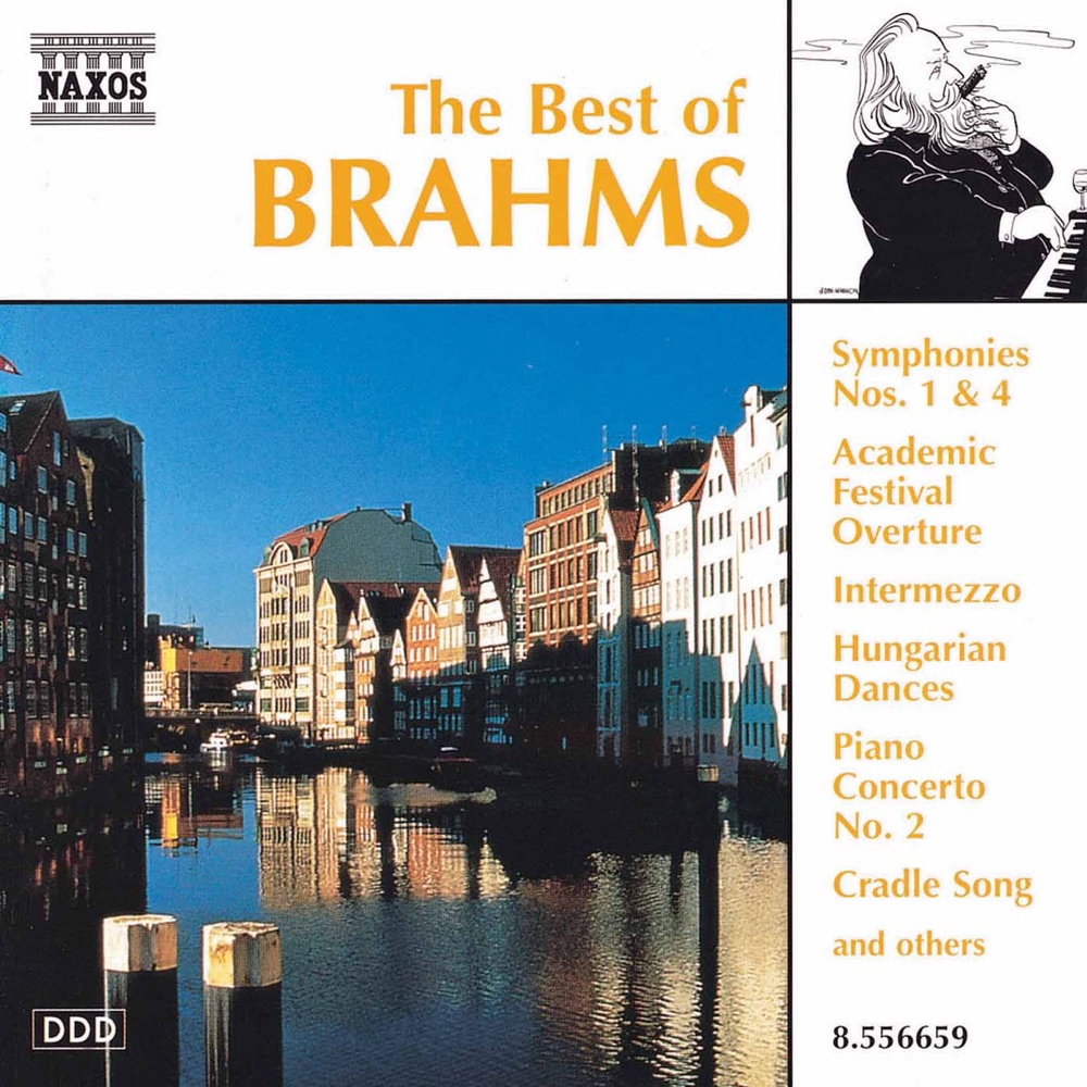 Обложка альбома «The Best of Brahms» — Alexander Rahbari, Belgian Radio and Television Philharmonic Orchestra, İdil Biret, István Bogár, Budapest Symphony Orchestra, Stuttgart Soloists, Takako Nishizaki, Stephen Gunzenhauser, Slovak Philharmonic Orchestra, Jenő Jandó & Peter Nagy