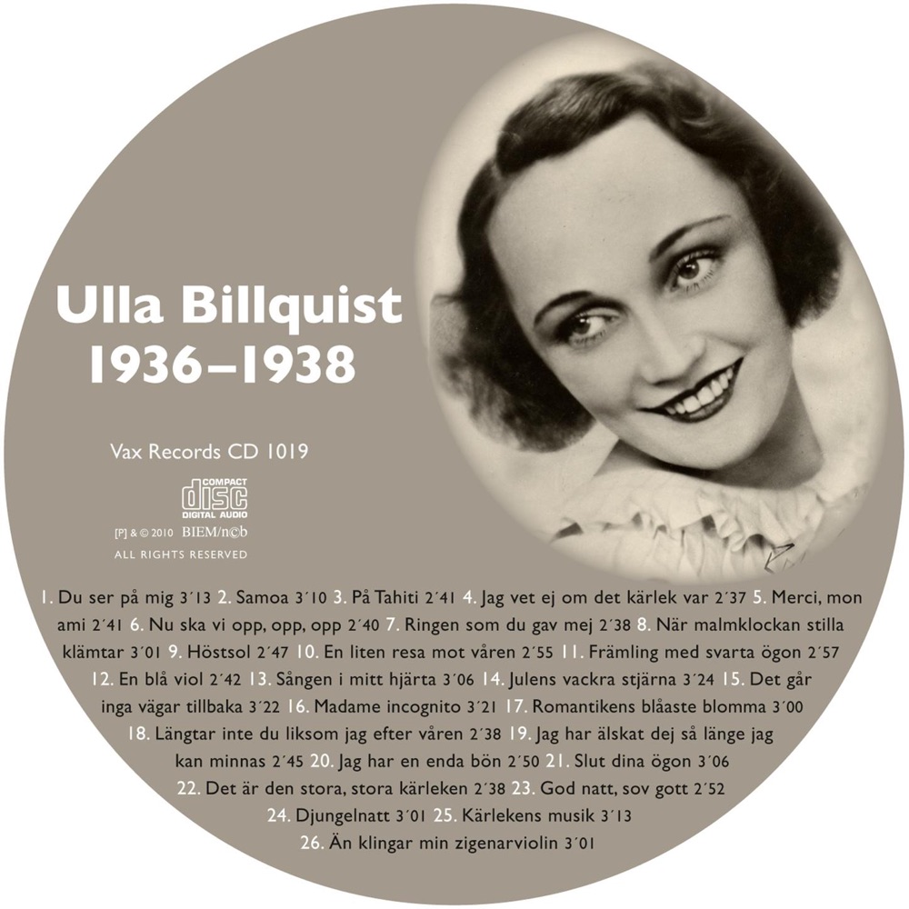 Обложка альбома «Den Kompletta Ulla Billquist 1936-1938» — Ulla Billquist