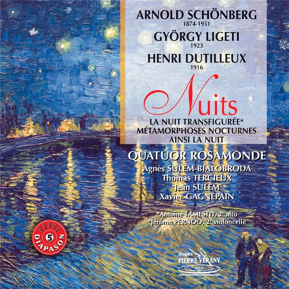 Обложка альбома «Schönberg, Ligeti et Dutilleux: Nuits» — Le Quatuor Rosamonde, Jean Sulem, Agnès Sulem-Bialobroda, Xavier Gagnepain, Thomas Tercieux, Antoine Tamestit & Jérôme Pernoo