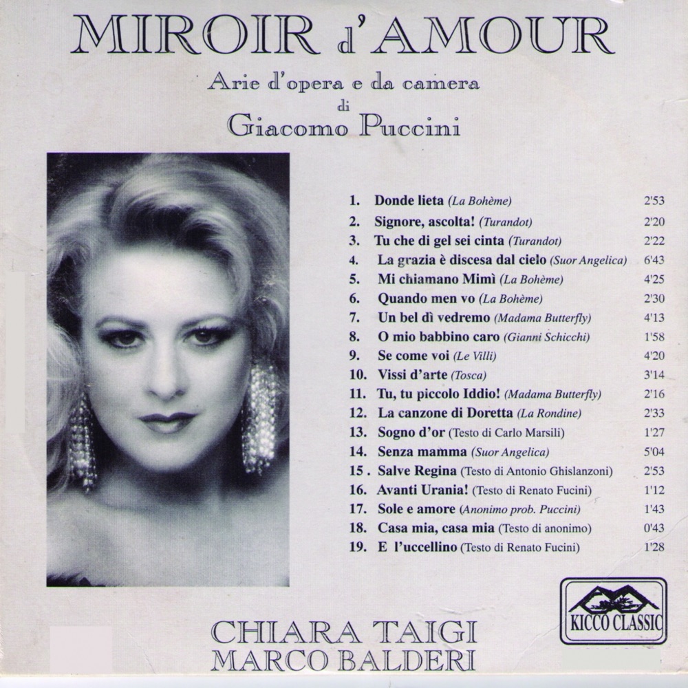 Обложка альбома «Giacomo Puccini : Miroir d'amour (Arie d'opera e da camera)» — Chiara Taigi & Marco Balderi
