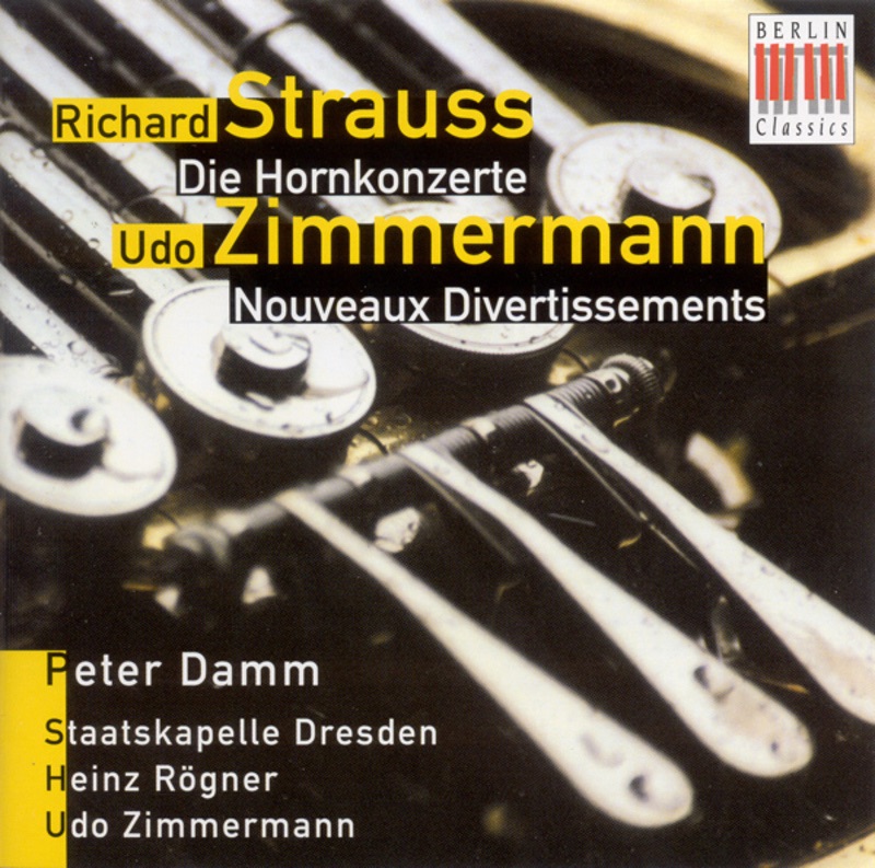 Обложка альбома «R. Strauss: Horn Concertos Nos. 1 and 2 - Zimmermann: Nouveau Divertissements» — Peter Damm & Staatskapelle Dresden
