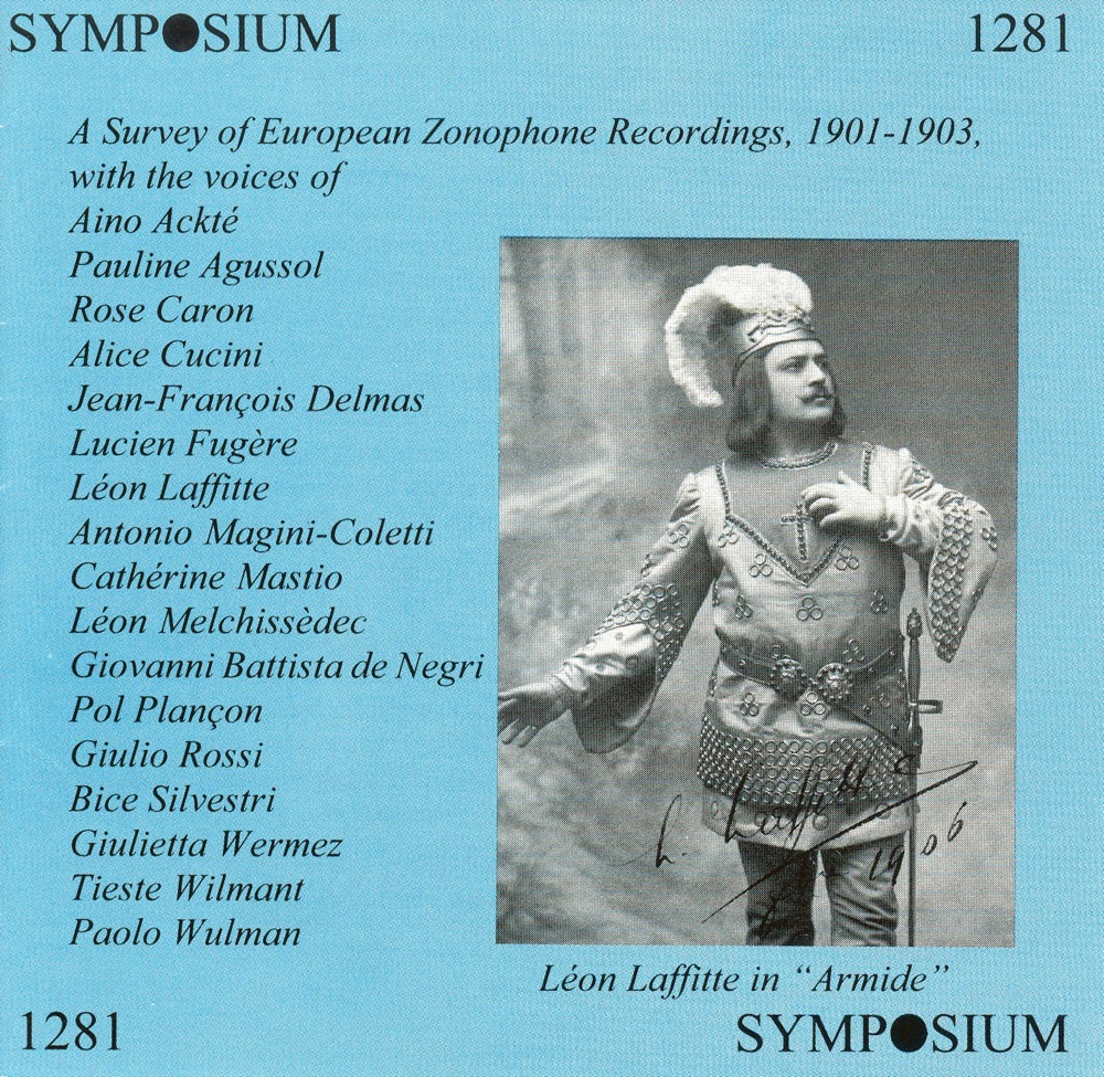 Обложка альбома «A Survey of European Zonophone Recordings (1901-1903)» — Studio Pianist, Studio Orchestra, Studio Conductor, Catherine Mastio, Antonio Magini-Coletti, Bice Silvestri, Giovanni Battista De Negri, Alice Cucini, Giulietta Wermez, Paolo Wulman, Giulio Rossi, Tieste Wilmant, Aino Ackté, Jean-Francois Delmas, Lucien Fugere, Leon Melchissedec, Pol Plancon, Pauline Agussol, Rose Caron & Leon Laffitte