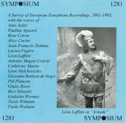 A Survey of European Zonophone Recordings (1901-1903) - Studio Pianist, Studio Orchestra, Studio Conductor, Catherine Mastio, Antonio Magini-Coletti, Bice Silvestri, Giovanni Battista De Negri, Alice Cucini, Giulietta Wermez, Paolo Wulman, Giulio Rossi, Tieste Wilmant, Aino Ackté, Jean-Francois Delmas, Lucien Fugere, Leon Melchissedec, Pol Plancon, Pauline Agussol, Rose Caron &amp; Leon Laffitte Cover Art