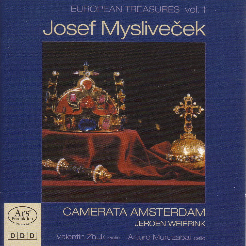 Обложка альбома «Myslivecek: Symphonies & Violin Concertos» — Camerata Amsterdam, Jeroen Weierink, Valentin Zhuk & Arturo Muruzabal