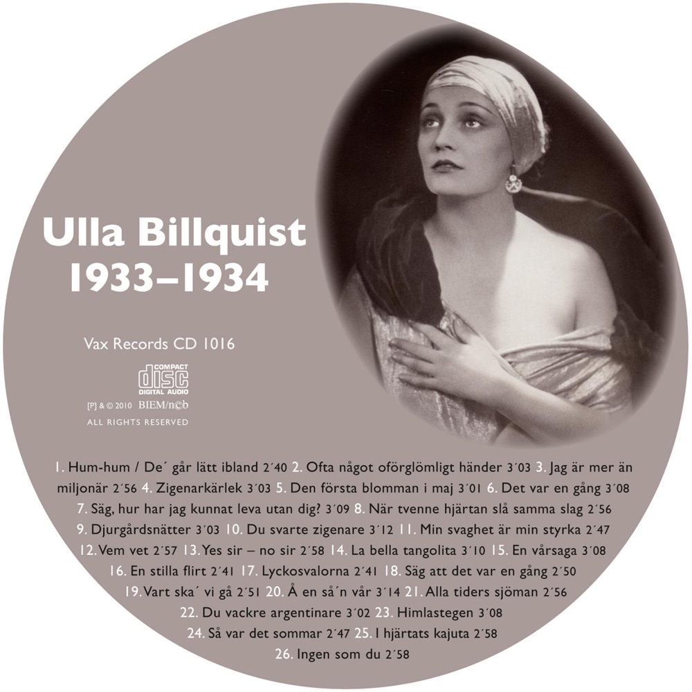 Обложка альбома «Den Kompletta Ulla Billquist 1933-1934» — Ulla Billquist
