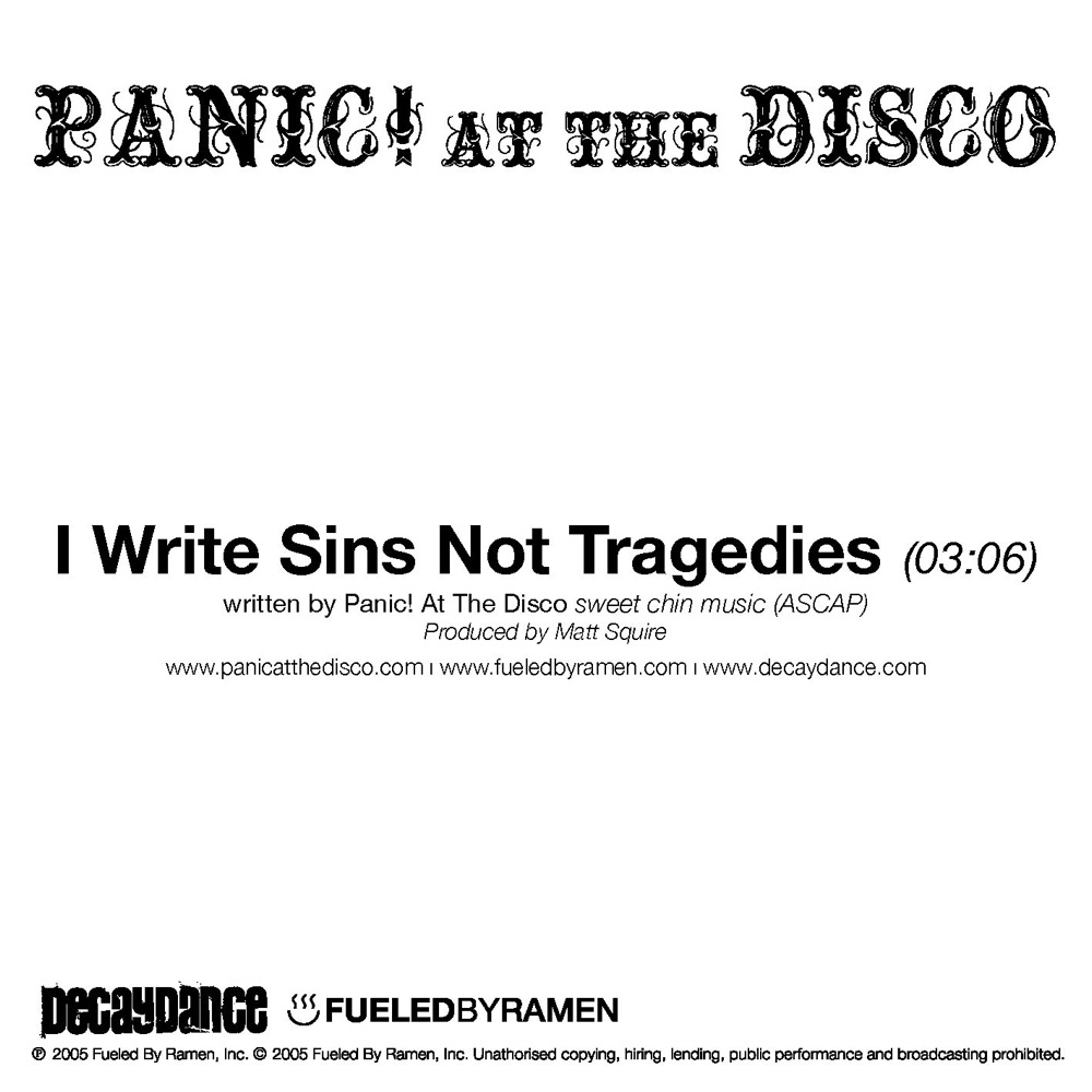 Обложка альбома «I Write Sins Not Tragedies - Single» — Panic! At the Disco