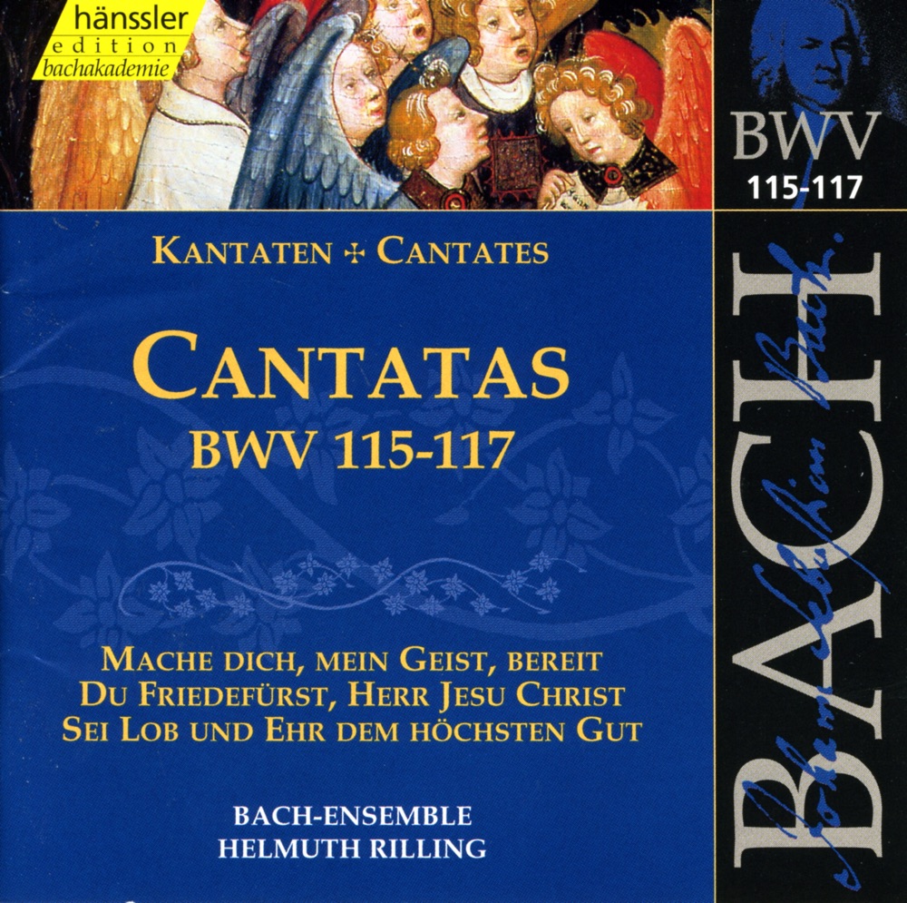 Обложка альбома «Bach, J.S.: Cantatas, Bwv 115-117» — Wolfgang Schone, Arleen Auger, Helen Watts, Lutz-Michael Harder, Gächinger Kantorei Stuttgart, Helmuth Rilling, Stuttgart Bach Collegium, Philippe Huttenlocher, Andreas Schmidt, Adalbert Kraus, Mechthild Geor & Württemberg Chamber Orchestra Heilbronn