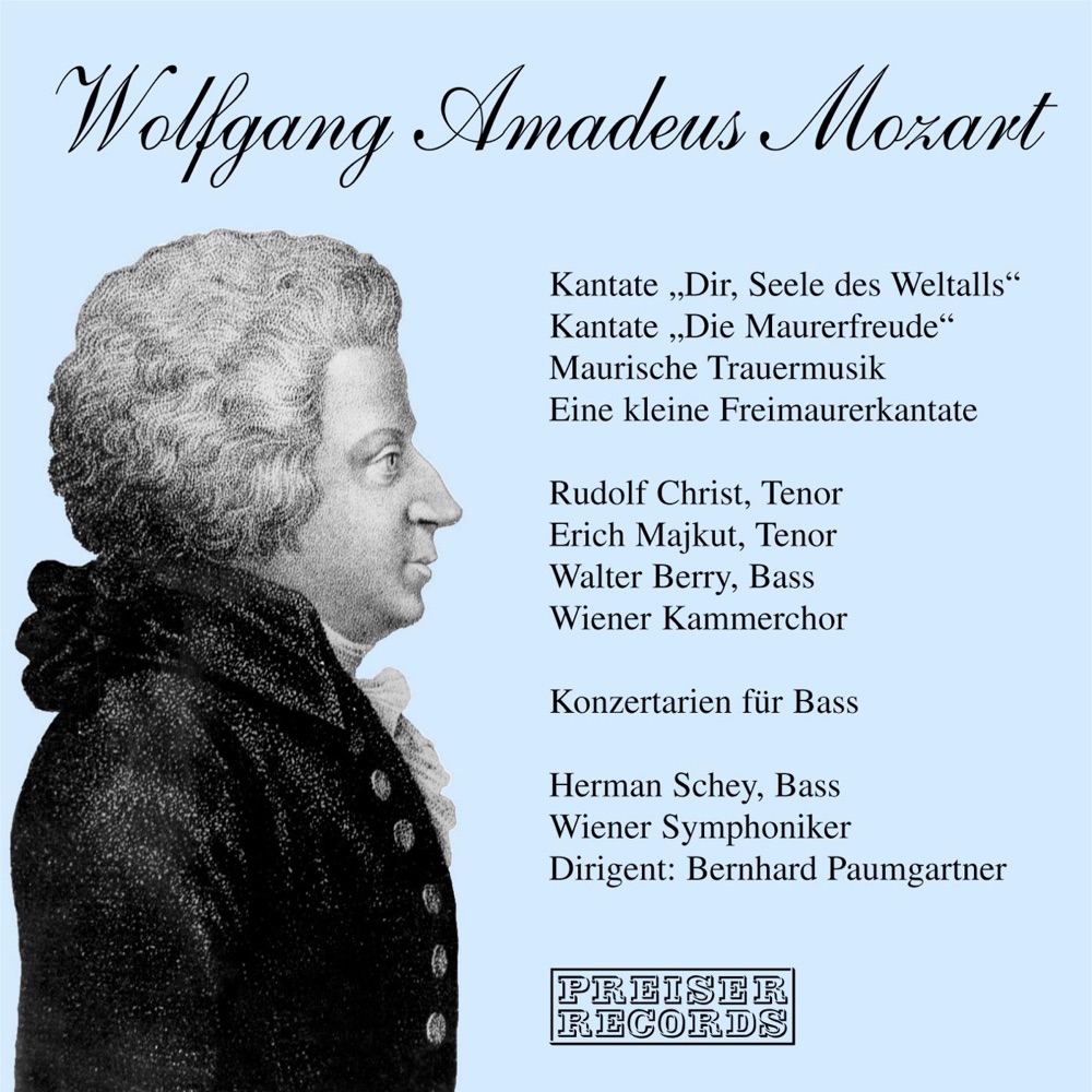 Обложка альбома «W. A. Mozart: Freimaurermusik» — Rudolf Christ, Walter Berry, Erich Majkut, Hermann Schey, Bernhard Paumgartner & Vienna Symphony