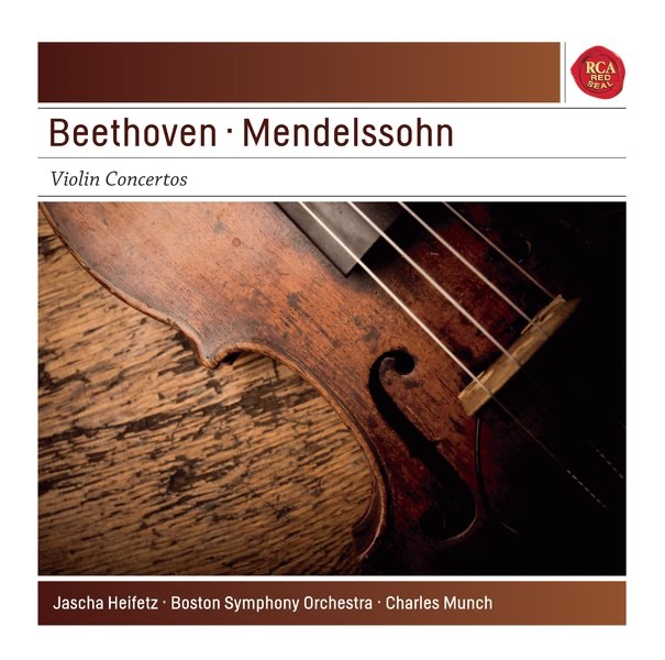 Обложка альбома «Beethoven & Mendelssohn: Violin Concertos (Sony Classical Masters)» — Jascha Heifetz, Charles Munch & Boston Symphony Orchestra