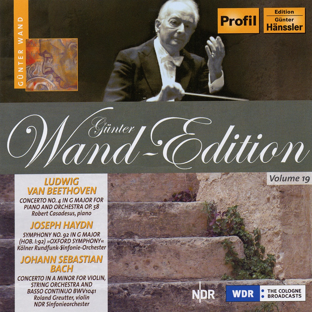 Обложка альбома «Beethoven, L.: Piano Concerto No. 4 - Haydn, J.: Symphony No. 92, "Oxford" - Bach, J.S.: Violin Concerto, Bwv 1041» — West German Radio Symphony Orchestra, Günter Wand, Robert Casadesus, North German Radio Philharmonic Orchestra & Roland Greutter