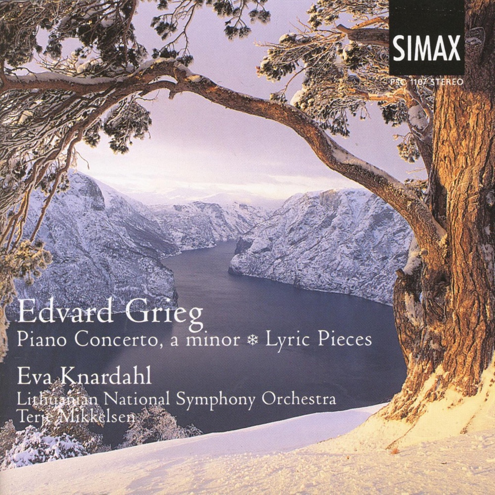 Обложка альбома «Grieg: Piano Concerto/ Lyric Pieces» — Eva Knardahl & Lithuanian National Symphony Orchestra