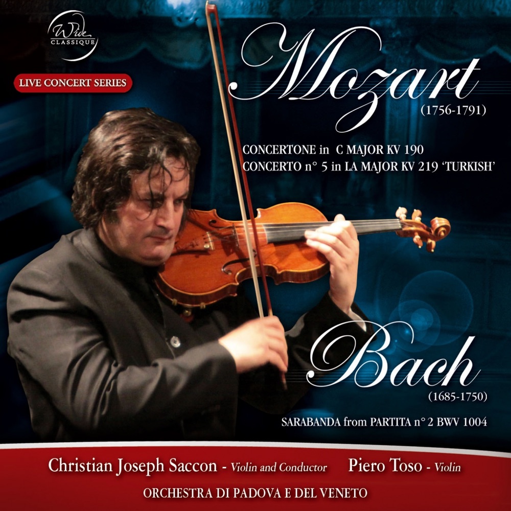 Обложка альбома «Mozart and Bach: Concertone, Concerto e sarabanda» — Christian Joseph Saccon