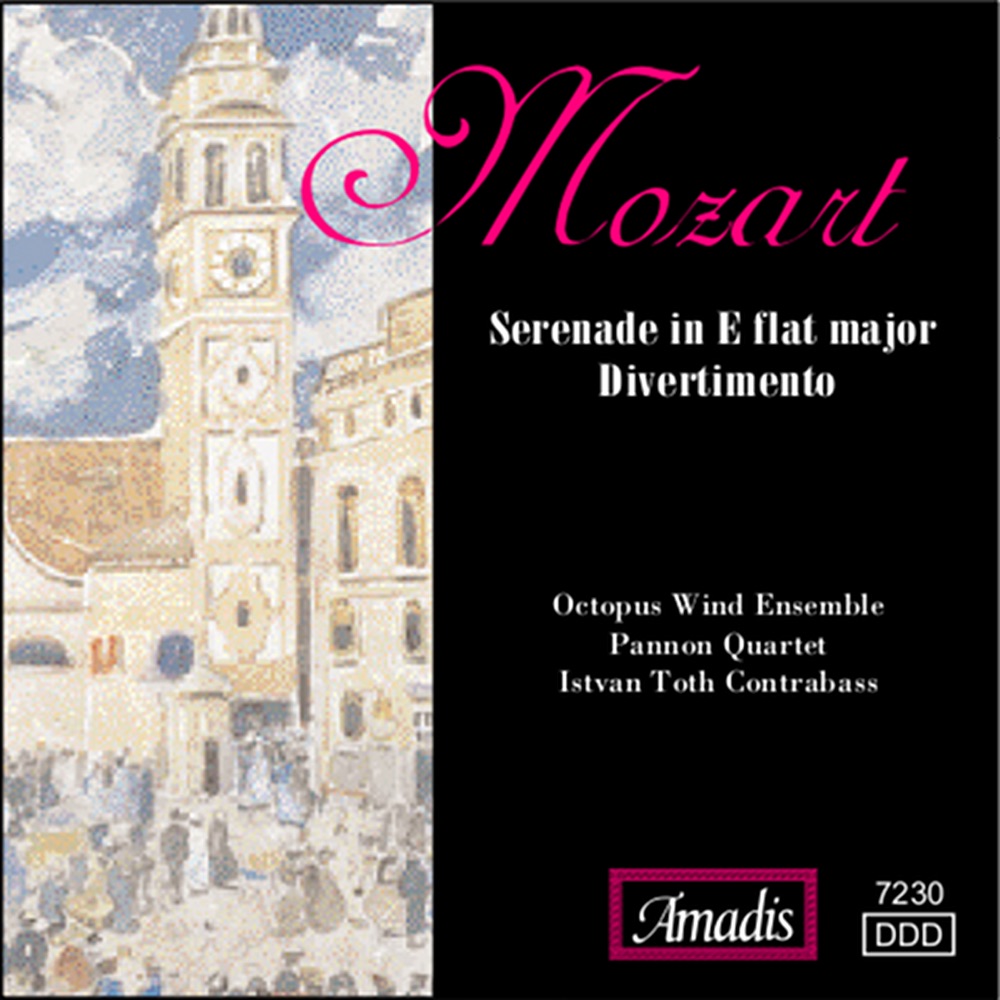 Обложка альбома «Mozart: Divertimentos; Serenade in E-Flat Major» — Octopus Wind Ensemble, István Tóth & Pannon Quartet