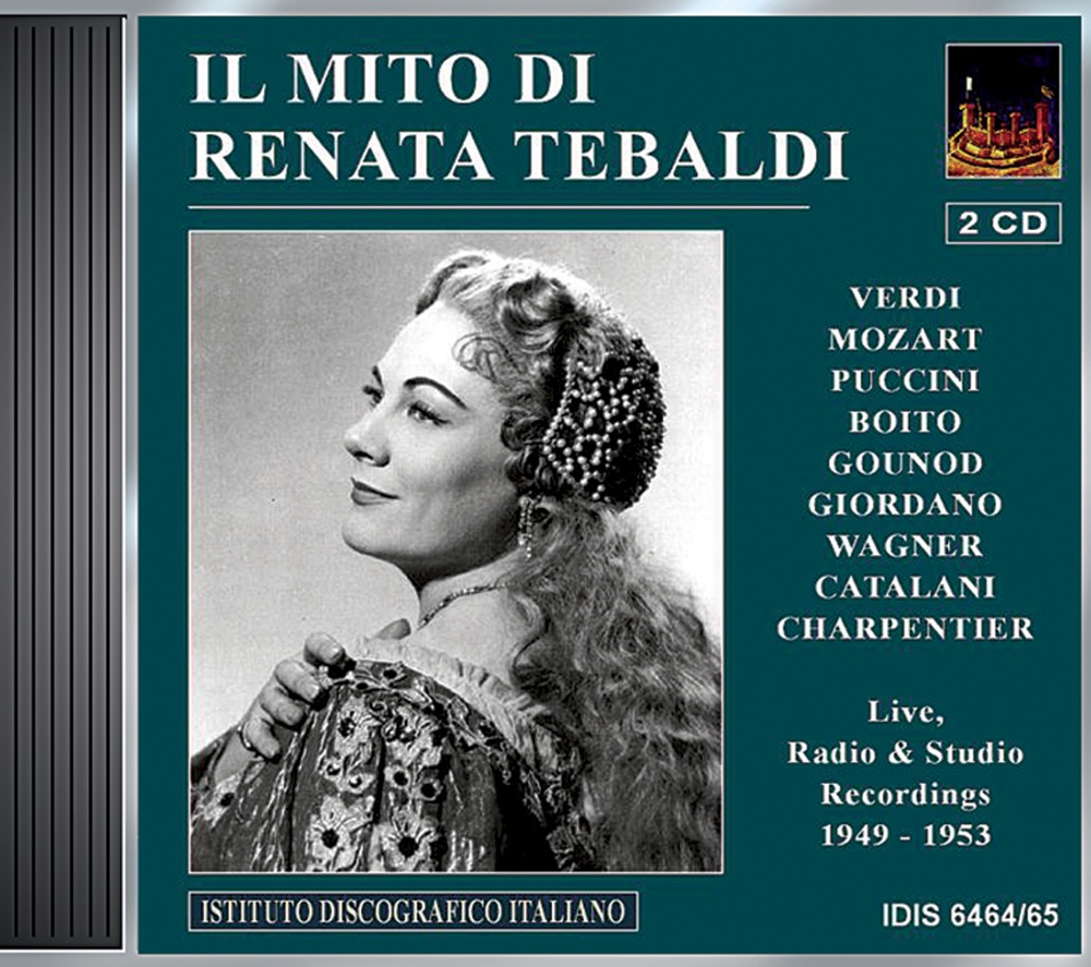 Обложка альбома «Opera Arias (Soprano): Tebaldi, Renata - Verdi, G. - Puccini, G. - Gounod, C.-F. - Mozart, W.A. - Boito, A. - Catalani, A. (Tebaldi) (1949-1953)» — Alberto Erede, Renata Tebaldi, Swiss Romande Orchestra, RAI Symphony Orchestra, Milan, Nino Sanzogno, Teatro Alla Scala Orchestra, Arturo Toscanini, Arturo Simonetto, Carlo Bergonzi, Mario del Monaco, Dimitri Mitropoulos, Fiorentino Maggio Musicale Orchestra, Silvio Maionica, Hans Beirer, Karl Böhm, San Carlo Theatre Orchestra, Gaetano Merola, San Francisco Opera Orchestra, Giuseppe di Stefano, Carlo Maria Giulini & RAI Symphony Orchestra Rome