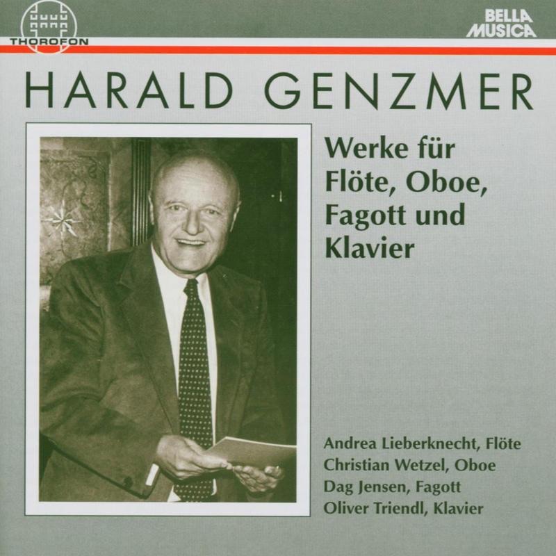 Обложка альбома «Harald Genzmer: Werke für Flöte, Oboe, Fagott und Klavier» — Andrea Lieberknecht, Christian Wetzel, Dag Jensen & Oliver Triendl