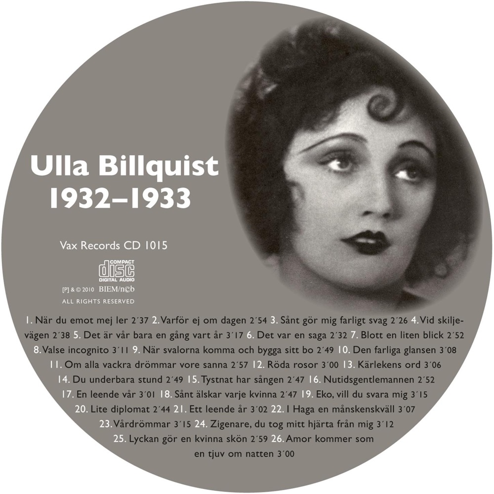 Обложка альбома «Den Kompletta Ulla Billquist 1932-1933» — Ulla Billquist