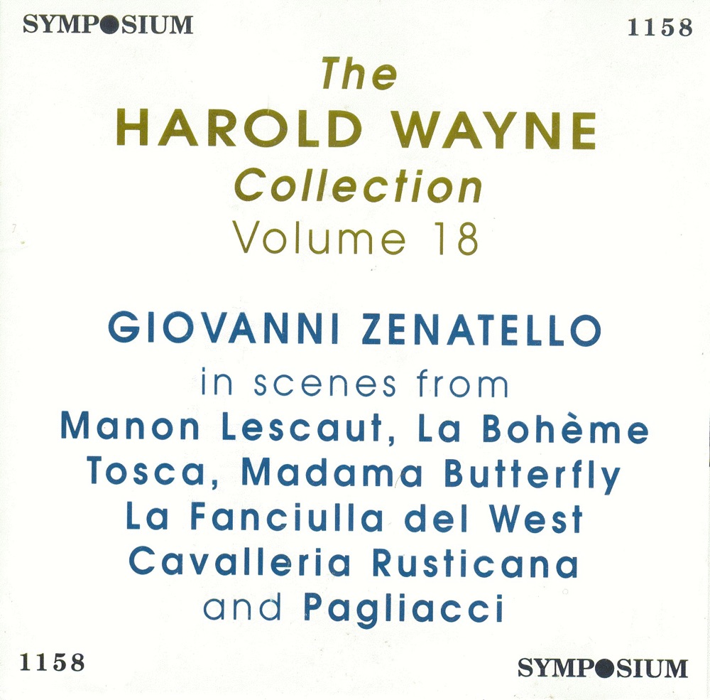 Обложка альбома «The Harold Wayne Collection, Vol. 18 (1907-1911)» — Studio Pianist, Giovanni Zenatello, Linda Cannetti, Mario Sammarco, Studio ensemble, Anonymous & Ester Mazzoleni