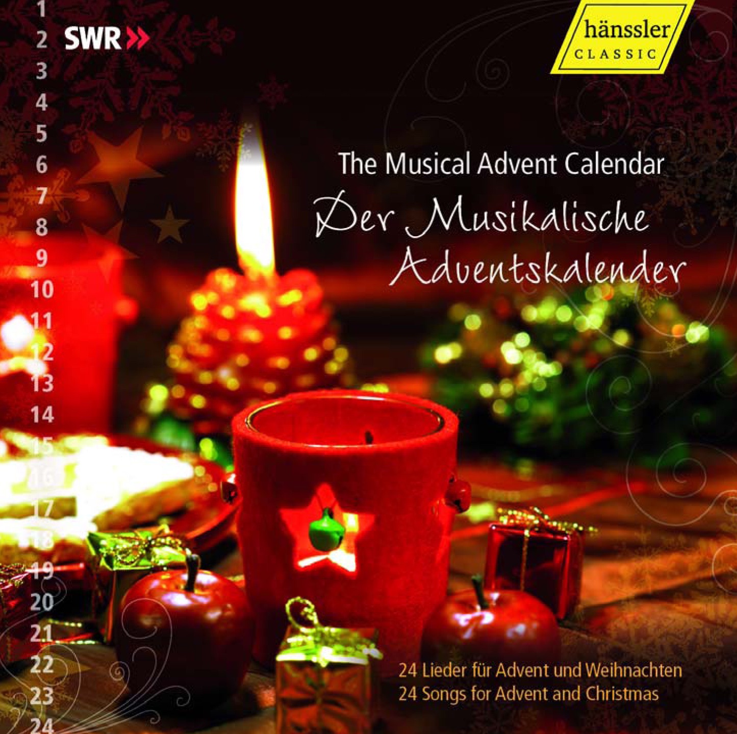 Musical Advent Calendar (The) by St.-Martins-Chorknaben Biberach, Johannes Striegel, Ulmer Spatzen Chor, Barbara Comes, Hans de Gilde, South West German Radio Big Band, Paul Carrack, Discorsi Salottieri, Folklorechor Plochingen, Hans-Gunther Driess, Albrecht Volz, Ulrich Weissert, Christina-Anna Tsiakiris, Rena Tsiakiris, Stuttgart Vocal Ensemble, Marcus Creed, German Brass, Enrique Crespo, St. Quintin Cathedral Girl's Choir, Isabelle Müller, Karsten Storck, Bigband Brass and Fun, Sarah Lipfert, Bernhard Kölmel, Michael Hofmann, Chantal Instrumental Ensemble, Martin Ramroth, LaFilia Ensemble, Mirjam Eppelsheimer, Charlotte Mengel, Kevin Schwarz, Adrian Nagel, Sebastian Hennemann, Hèléne Lindqvist, Patrick Wieland, Ariane Müller, Christoph Jung, Evelyn Czesla, Eva Maria Günschmann, Stuttgart Children's Choir, Johannes Knecht, Bernhard Leonardy, Vocal Ensemble '83, Christoph Hassler, Munchweiler Ex-semble Chamber Choir, Michael Fuxius, Koblenz Via Nova Concert Choir, Thomas Hammes, Christian Schmitt, Kyoko Tanino, Junges Chamber Choir Constance, Wolfgang Mettler, Chor-Art Stuttgart, Regine Eccard, Anze Ganzenmüller, Ileana Mateescu, Christian Rathgeber, Danilo Tepsa, Petra Föhr Floreani, Marc Marshall, Jay Alexander, Pada-Sternchen Children's Choir & Pauline Floreani album cover