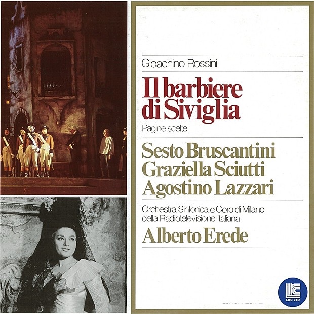 Обложка альбома «Rossini: Il Barbiere Di Siviglia (Highlights)» — Sesto Bruscantini, Graziella Scuitti, Agostino Lazzari, Orchestra of Milan, Alberto Erede & Chorus of Milan